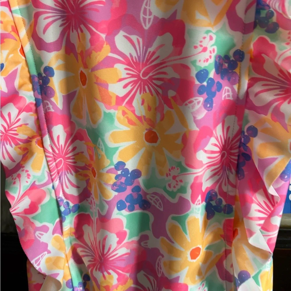 Catalina Girls Floral Ruffle One-Piece Swimsuit - Pink, Yellow, Green, Blue